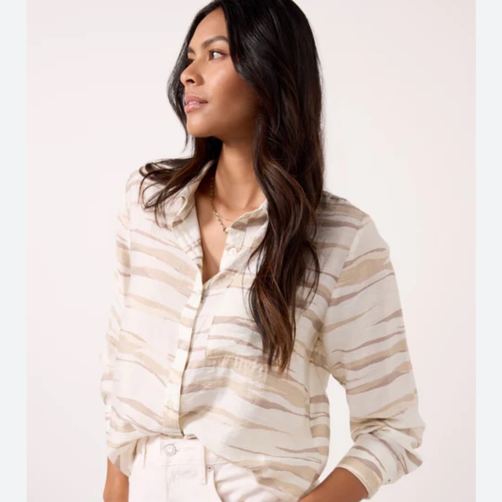 Striped Cream and Tan Women's Top
